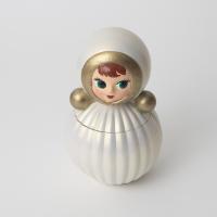 Свеча ароматическая в гипсе Неваляшка жемчужная, Морской туман 90 мл